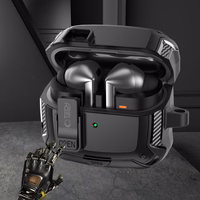 Tech-Protect silikoninis dėklas su kabliuku Samsung Galaxy Buds 3 / 3 FE / 3 Pro ausinėms - juodas