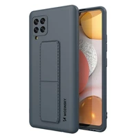 Wozinsky Kickstand Case silikoninis dėklas su stovu Samsung Galaxy A42 5G tamsiai mėlyna