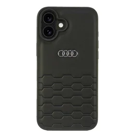 Audi Sintetinės odos iPhone 16 Plus 6.7" juodas/juodas kietas dėklas AU-TPUPCIP16M-GT/D2-BK
