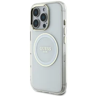 Guess IML Metal Colored Circle Classic Logo Magnetinis dėklas telefonui iPhone 16 Pro Max - baltas