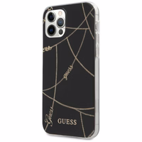 Guess Gold Chain Collection dėklas telefonui iPhone 12 Pro Max 6.7" - Juodas