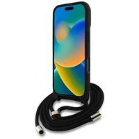 Guess 4G Big Logo Cord Stap dėklas telefonui iPhone 16 Pro Max - juodas