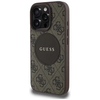 Guess 4G Circle Classic Logo Magnetinis dėklas telefonui iPhone 16 Pro - rudas