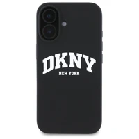 DKNY silikoninis baltas su logotipu Magnetinis dėklas telefonui iPhone 16 - juodas