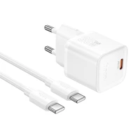 Įkroviklis Hoco N66 35W GaN USB-C/USB-A + USB-C to USB-C cable 1.0m baltas