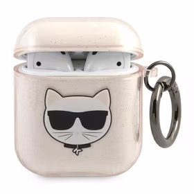 Karl Lagerfeld Glitter Choupette dėklas AirPods 1/2 – auksinis