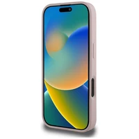 Guess grūdėtas didelis 4G logotipas mažas klasikinis logotipas dėklas iPhone 16 Pro Max - rožinis