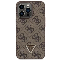 Guess GUHCP13LP4TDSCPW dėklas iPhone 13 Pro / 13 - rudas kryžminis 4G metalinis logotipas