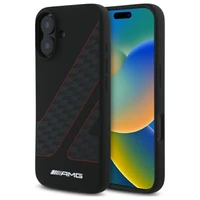 AMG languotas vėliavos rašto magnetinis dėklas iPhone 16 - juodas