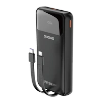 Dudao K15Pro išorinė baterija 20000mAh 22.5W PD USB-C / USB-A / su įmontuotais Lightning ir USB-C kabeliais - juoda