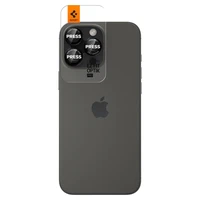 Spigen Optik Pro L-Series Glas.tR EZ Fit grūdintas stiklas iPhone 14 Pro / Pro Max / 15 Pro / Pro Max / 16 Pro / 16 Pro Max / 17 Pro / 17 Pro Max - juodas su raudonu kraštu