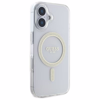 Guess GUHMP16MHFGERET iPhone 16 Plus 6.7" skaidrus kietas dėklas IML Glitter Circle Magnetinis