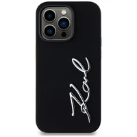 Karl Lagerfeld Silikoninis Metal Script Logo dėklas telefonui iPhone 14 Pro juodas