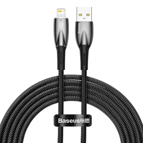 USB kabelis Lightning įrenginiams Baseus Glimmer Series, 2.4A, 2m (juodas)