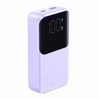 Joyroom JR-PBC06 mini išorinė baterija su įmontuotais USB-C / Lightning kabeliais 30W 10000mAh - violetinė