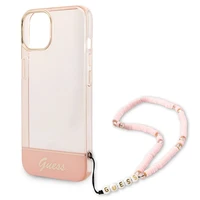 Guess GUHCP14MHGCOHP iPhone 14 Plus 6.7 "rožinis/rožinis kietas dėklas Translucent Pearl Strap