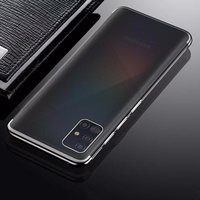 Skaidrus spalvotas dėklas gelio TPU elektroplokavimo rėmelis Samsung Galaxy A72 4G juodas