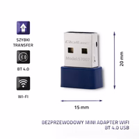 Qoltec 57007 Belaidis Mini Bluetooth USB WiFi adapteris