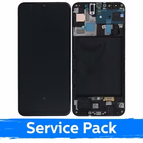 Ekranas skirtas Samsung A505 2019 A50 juodas su rėmeliu (Service Pack)