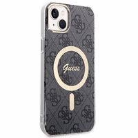 Rinkinys Guess GUBPP14MH4EACSK dėklas + įkroviklis iPhone 14 Plus 6.7" juodas/juodas kietas dėklas 4G Print Magnetinis