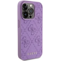 Guess Odinis 4G įspaustas dėklas telefonui iPhone 15 Pro Max - violetinis