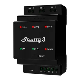 Shelly Pro 3 DIN bėgio 3 kanalų relė, WiFi/LAN