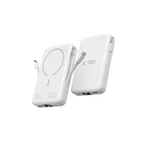 Tech-Protect LifeMag PB31 išorinė baterija su MagSafe 10000mAh 15W USB-C / USB-A / įmontuotu USB-C / Lightning kabeliais - balta