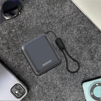 Dudao K22+ Itin kompaktiška išorinė baterija 10000mAh 22.5W USB-C su pakabuku/kabeliu - pilka
