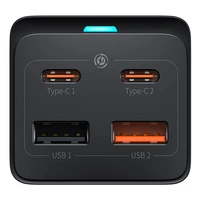 Baseus GaN3 Pro sieninis įkroviklis / maitinimo juosta 2xUSB + 2xUSB-C + AC, 65W