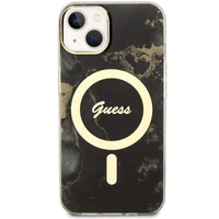 Guess GUHMP14MHTMRSK iPhone 14 Plus 6.7" Dėklas telefonui juodas/juodas auksinis marmuras Magnetinis