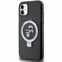 Karl Lagerfeld Magnetinis dėklas telefonui su žiediniu stovu Karl&Choupette MagSafe iPhone 11 / Xr - juodas