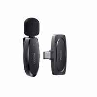 YESIDO MICROPHONE MEMS WITH CLIP KR11 TYPE-C, BELAIDIS 2,4GHz, juodas