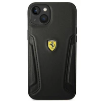 Dėklas telefonui Ferrari FEHCP14MRBUK iPhone 14 Plus 6.7 juodas odinis šonų įspaudas
