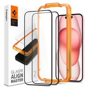 Spigen ALM Glass FC grūdintas stiklas iPhone 15 Plus - juodas 2 vnt.
