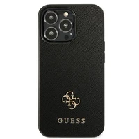 Guess Saffiano 4G Small Metal Logo dėklas telefonui iPhone 13 Pro / 13 6.1" - juoda