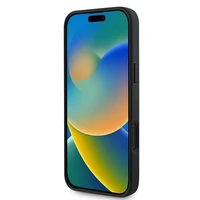 Dėklas telefonui Guess Grūdėtas auksinis žiedas MagSafe iPhone 16 Plus - juodas