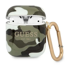 Guess GUA2UCAMA AirPods dėklas žalia/chaki Camo kolekcija
