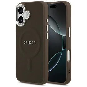 Guess klasikinio logotipo magnetinis dėklas, skirtas iPhone 17 – rudas