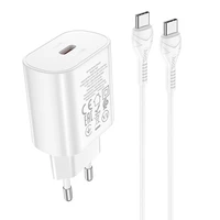 Įkroviklis Hoco N22 25W USB-C + USB-C to USB-C cable 1.0m baltas