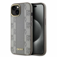 DKNY Odinis languotas mono raštas Magnetinis dėklas telefonui iPhone 14 - smėlio spalvos