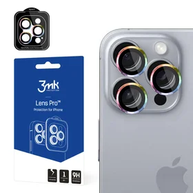 3mk Lens Protection Pro Kameros dangtelis su vaivorykštiniu rėmu iPhone 16 Pro / 16 Pro Max