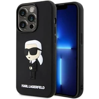 Karl Lagerfeld KLHCP14L3DRKINK iPhone 14 Pro 6.1" Kietasis dėklas (m) - juodas (m) Rubber Ikonik 3D
