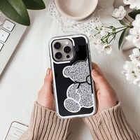 TEDDY BEAR dėklas telefonui IPHONE 16 Pro Max sidabrinis