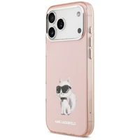 Karl Lagerfeld IML Aquarelle Choupette & Logo Magnetinis dėklas telefonui iPhone 17 Pro Max - rožinis