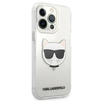 Karl Lagerfeld Choupette galvos dėklas telefonui iPhone 13 Pro Max – permatomas