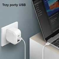 Uniq Verge Pro 66W GaN USB-C sieninis įkroviklis - baltas