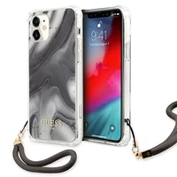 Guess GUHCP12SKSMAGR iPhone 12 mini 5.4 pilkas kietas dėklas Marble kolekcija