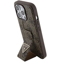 Guess dėklas telefonui su stovu Grip Stand 4G Triangle Strass iPhone 15 Pro Max - rudas