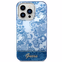 Guess GUHCP14LHGPLHB iPhone 14 Pro 6.1 mėlynas / mėlynas kietasis dėklas Porcelain Collection
