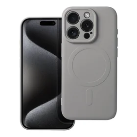 SILICONE MAG COVER dėklas telefonui suderinamas su MagSafe iPhone 15 Pro pilkas titano